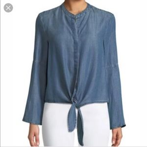VELVET HEART Tencel Tie-Front Bell Sleeve Top